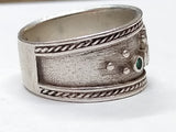 Vtg 925 Sterling Silver Claddagh Ring w/2 Emeralds Size 8.75-9 Made In Ireland!