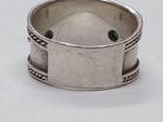 Vtg 925 Sterling Silver Claddagh Ring w/2 Emeralds Size 8.75-9 Made In Ireland!