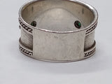 Vtg 925 Sterling Silver Claddagh Ring w/2 Emeralds Size 8.75-9 Made In Ireland!
