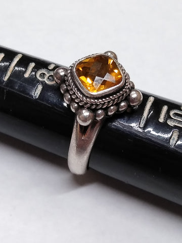 Vtg 925 Sterling Silver Faceted Citrine Ring Size 9 Nice Condition!