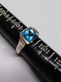 Vtg 925 Sterling Silver Faceted Blue Topaz Ring Size 9 Nice Condition!