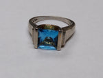Vtg 925 Sterling Silver Faceted Blue Topaz Ring Size 9 Nice Condition!