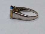 Vtg 925 Sterling Silver Faceted Blue Topaz Ring Size 9 Nice Condition!
