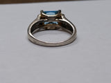 Vtg 925 Sterling Silver Faceted Blue Topaz Ring Size 9 Nice Condition!