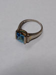 Vtg 925 Sterling Silver Faceted Blue Topaz Ring Size 9 Nice Condition!