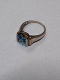Vtg 925 Sterling Silver Faceted Blue Topaz Ring Size 9 Nice Condition!