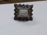 Vtg 925 Sterling Silver Mother Of Pearl Abalone Ring Size 7 Nice Condition!