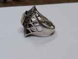 Vtg 925 Sterling Silver Mother Of Pearl Abalone Ring Size 7 Nice Condition!