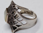 Vtg 925 Sterling Silver Mother Of Pearl Abalone Ring Size 7 Nice Condition!
