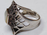Vtg 925 Sterling Silver Mother Of Pearl Abalone Ring Size 7 Nice Condition!