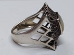 Vtg 925 Sterling Silver Mother Of Pearl Abalone Ring Size 7 Nice Condition!