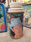 Vtg Chuck Connors Tin Lunch Box King Seeley 1968 Cowboy In Africa w/Thermos Nice