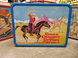 Vtg Chuck Connors Tin Lunch Box King Seeley 1968 Cowboy In Africa w/Thermos Nice