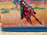 Vtg Chuck Connors Tin Lunch Box King Seeley 1968 Cowboy In Africa w/Thermos Nice