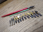 Vtg Calligraphy Dip Pen Ink and Nib Lot Sheaffer Blue Ink 1/4 Full 15 Nibs