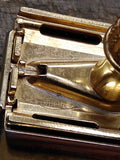 Vtg 1940's Gillette Aristocrat Gold Plated TTO Double Edge Safety Razor V Nice!