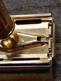 Vtg 1940's Gillette Aristocrat Gold Plated TTO Double Edge Safety Razor V Nice!