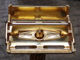 Vtg 1940's Gillette Aristocrat Gold Plated TTO Double Edge Safety Razor V Nice!