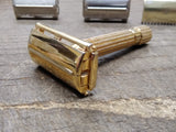 Vtg 1940's Gillette Aristocrat Gold Plated TTO Double Edge Safety Razor V Nice!