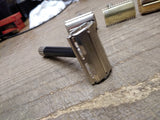 Vtg 1970's Schick Krona Silver Tip TTO Double Edge Safety Razor Nice Shape!