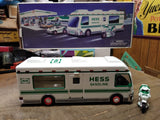 Vtg Hess Gasoline 1998 Toy Truck RV Recreation Van with Motorcycle and Box