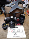 Vtg Nikon N2020 AF 35MM Film Camera Sigma Zoom Master Lens Flash Case Instructio