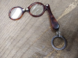 Vtg Lorgnette Faux Tortoise Frame Opera Glasses Folding Hand Held Magnifying
