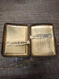Vtg Antique Cigarette Silver Tone Metal Case Risque Beautiful Lady Photograph