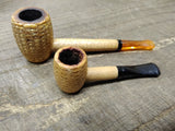 Vtg 2 Piece Missouri Meerschaum Corn Cob Tobacco Pipe Lot 3.25" & 5" #1