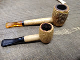 Vtg 2 Piece Missouri Meerschaum Corn Cob Tobacco Pipe Lot 3.25" & 5" #1