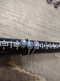 Vtg 925 Sterling Silver Labradorite Stones Size 9 Modernist Ring Tested Nice!