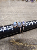 Vtg 925 Sterling Silver Labradorite Stones Size 9 Modernist Ring Tested Nice!
