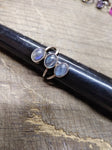 Vtg 925 Sterling Silver Labradorite Stones Size 9 Modernist Ring Tested Nice!