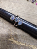 Vtg 925 Sterling Silver Labradorite Stones Size 9 Modernist Ring Tested Nice!