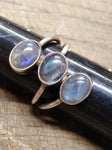 Vtg 925 Sterling Silver Labradorite Stones Size 9 Modernist Ring Tested Nice!