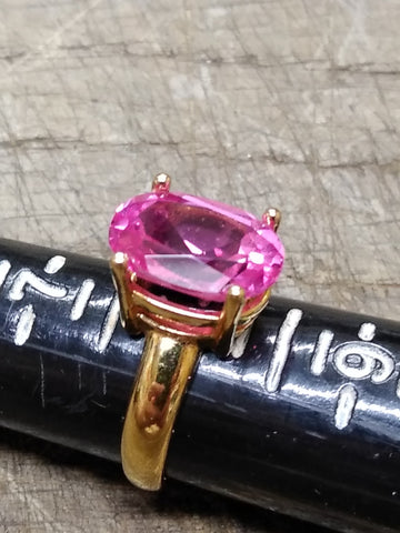 Vtg Gold Over 925 Sterling Silver Pink Sapphire? Size 8 Ring Tested Beautiful!