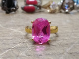 Vtg Gold Over 925 Sterling Silver Pink Sapphire? Size 8 Ring Tested Beautiful!