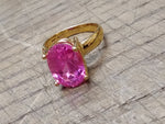 Vtg Gold Over 925 Sterling Silver Pink Sapphire? Size 8 Ring Tested Beautiful!