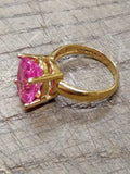 Vtg Gold Over 925 Sterling Silver Pink Sapphire? Size 8 Ring Tested Beautiful!