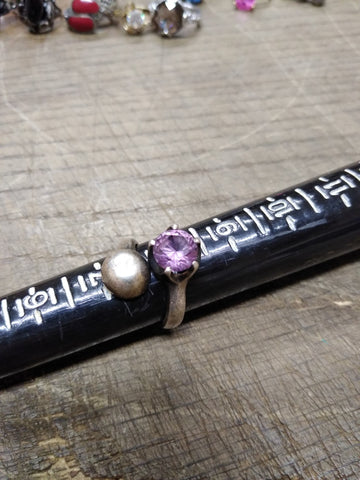 Vtg 925 Sterling Silver Amethyst Stone Size 8 Modernist Ring Tested Very Nice!