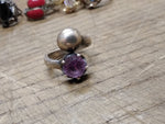 Vtg 925 Sterling Silver Amethyst Stone Size 8 Modernist Ring Tested Very Nice!