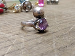 Vtg 925 Sterling Silver Amethyst Stone Size 8 Modernist Ring Tested Very Nice!