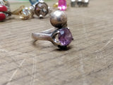 Vtg 925 Sterling Silver Amethyst Stone Size 8 Modernist Ring Tested Very Nice!