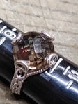 Vtg 925 Sterling Silver Smokey Quartz Stone Size 10 Ring Tested Mexico Very Nice