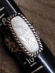Vtg 925 Sterling Silver Native American Carved MOP Size 9 Ring Tested Beautiful!