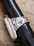 Vtg 925 Sterling Silver Native American Carved MOP Size 9 Ring Tested Beautiful!