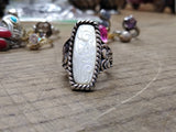 Vtg 925 Sterling Silver Native American Carved MOP Size 9 Ring Tested Beautiful!