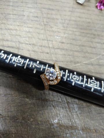 Vtg Gold Over 925 Sterling Silver CZ Cubic Zirconia Size 8 Ring Tested Beautiful