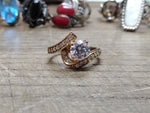 Vtg Gold Over 925 Sterling Silver CZ Cubic Zirconia Size 8 Ring Tested Beautiful