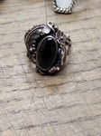 Vtg 925 Sterling Silver Black Onyx Art Nouveau Size 7 Ring Tested Beautiful!